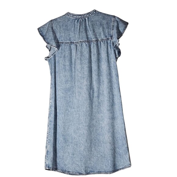 Rails Light Denim Letta Mini Dress S Flutter Sleeve Boho Cottage Core Minimalist - Picture 3 of 14